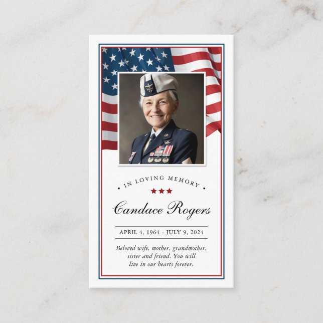 Patriotic Memorial Card Prayer Card (Front)
