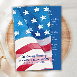 Patriotic Memorial Celebration Of Life Prayer Card