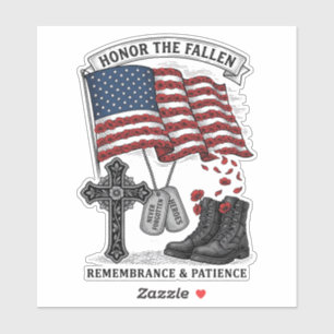 Patriotic Memorial Cross Boots Poppy Flag Shirt_1