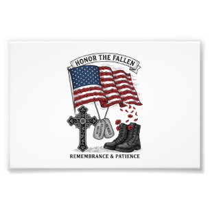 Patriotic Memorial Cross Boots Poppy Flag Shirt_1 Photo Print