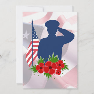 Patriotic Memorial Day American Soldier Salute  Holiday Card