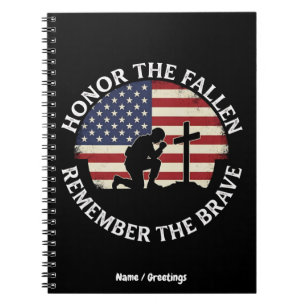 Patriotic Memorial Day Honour The Fallen Kneeling Notebook