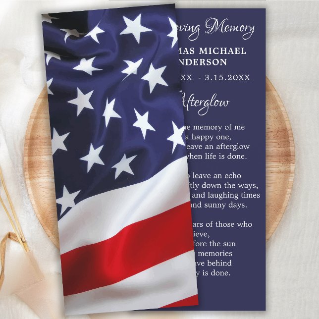 Patriotic Memorial Funeral Prayer Bookmark Card (Creator Uploaded)