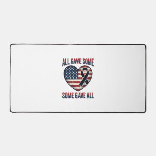 Patriotic Memorial Heart Ribbon Veteran Shirt Desi Desk Mat