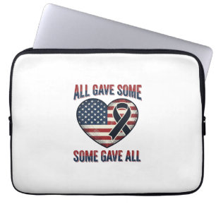 Patriotic Memorial Heart Ribbon Veteran Shirt Desi Laptop Sleeve