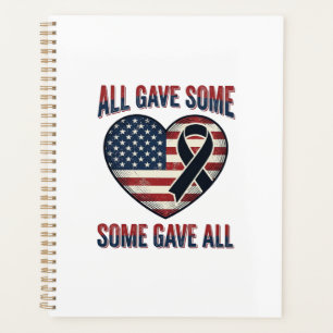 Patriotic Memorial Heart Ribbon Veteran Shirt Desi Planner