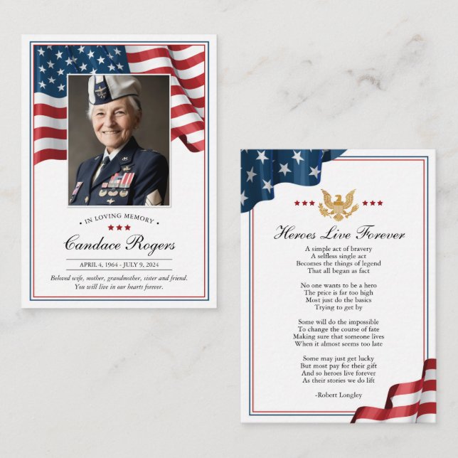 Patriotic Memorial Prayer Card (Front/Back)