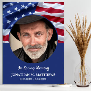 Patriotic Memorial USA American Flag Photo Funeral Poster