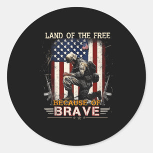 Patriotic Memorial Veteran 4th Of July Land Of The Classic Round Sticker