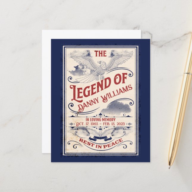 Patriotic Memorial Veteran Funeral Paper  (Front/Back In Situ)