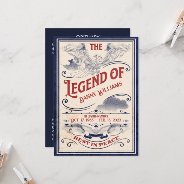 Patriotic Memorial Veteran Funeral Program (Front/Back In Situ)