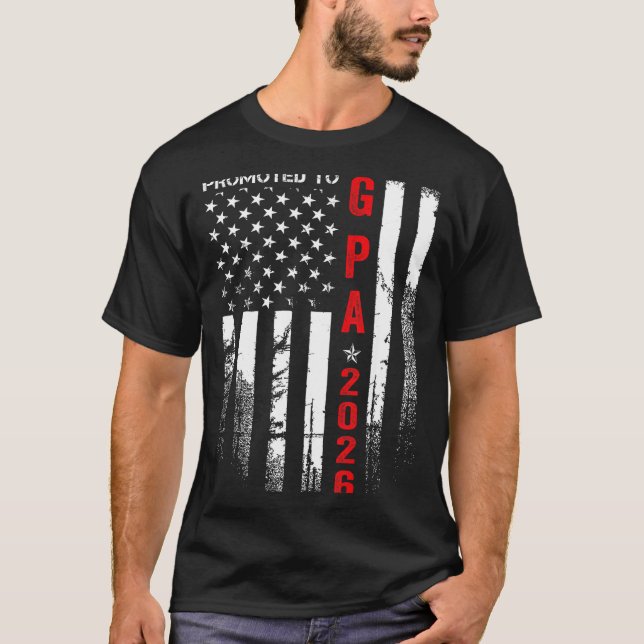 Patriotic Mens Promoted To G Pa Est 2026 First Tim T-Shirt (Front)