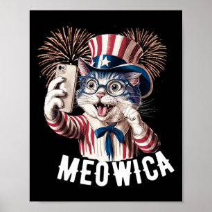 Patriotic Meowica 4th Of July Cat American Flag Se Poster