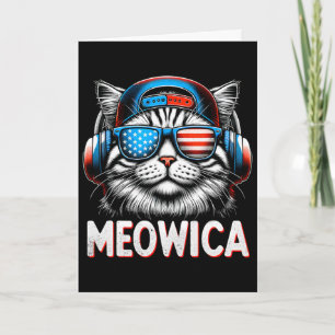 Patriotic Meowica 4th Of July Cat American Flag Us Card