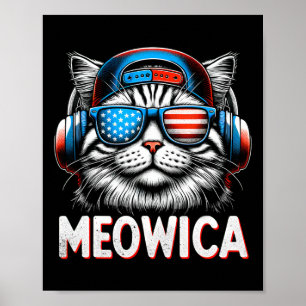 Patriotic Meowica 4th Of July Cat American Flag Us Poster