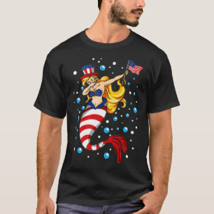 Patriotic Mermaid Lovers July 4th American Flag Me T-Shirt