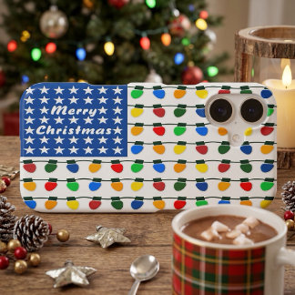 Patriotic Merry Christmas Holiday Light Bulbs Flag