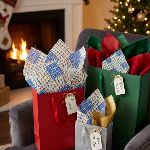 Patriotic Merry Christmas Holiday Light Bulbs Flag Tissue Paper