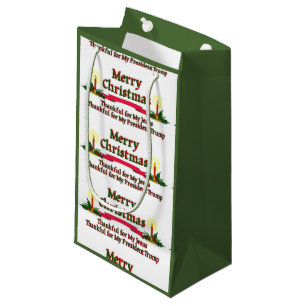 Patriotic Merry Christmas Small Gift Bag