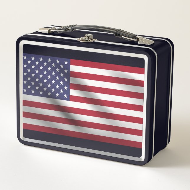 Patriotic metal American flag Lunchbox (Front)
