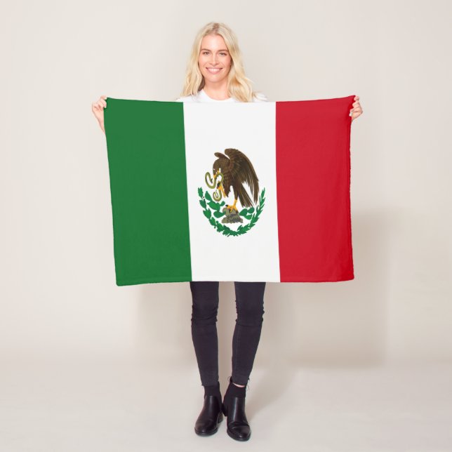 Patriotic Mexico flag Fleece Blanket (In Situ)
