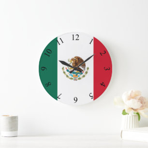 Patriotic Mexico Flag National Symbol Large Clock