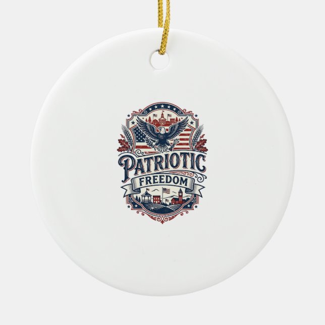 Patriotic Midwest Small Town Pride Vector Graphic  Ceramic Ornament (Front)