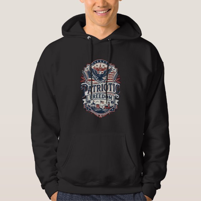 Patriotic Midwest Small Town Pride Vector Graphic  Hoodie (Front)