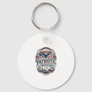 Patriotic Midwest Small Town Pride Vector Graphic Key Ring