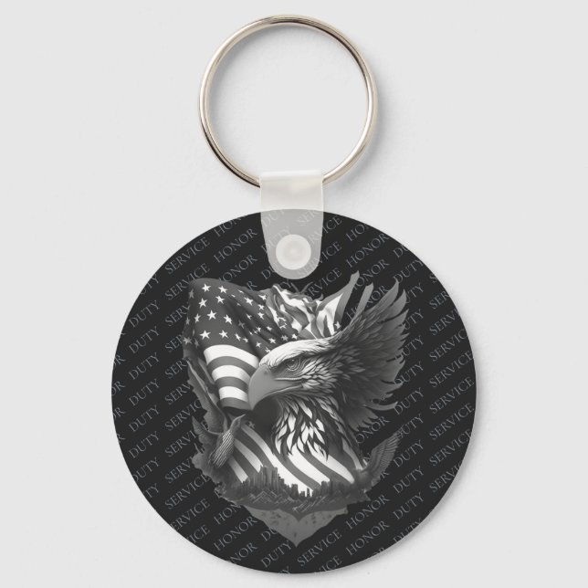 Patriotic Military Appreciation Thank You Veterans Key Ring (Front)