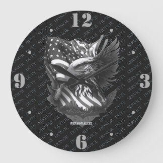Patriotic Military Eagle Appreciation Veterans  Large Clock