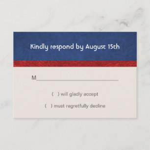 Patriotic Military Red White and Blue Wedding RSVP Card