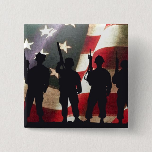 Patriotic Military Soldier Silhouette 15 Cm Square Badge (Front)