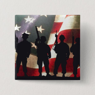 Patriotic Military Soldier Silhouette 15 Cm Square Badge