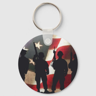 Patriotic Military Soldier Silhouette Key Ring