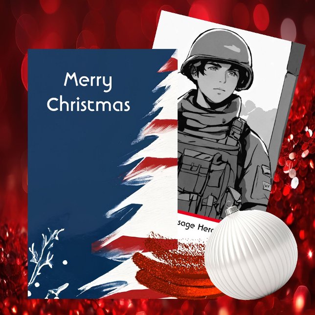 Patriotic Military USA Christmas Enclosure Card (Modern Patriotic Design -  Unique Art by Pansylee for Pretty Postals - Mail Made Modern)