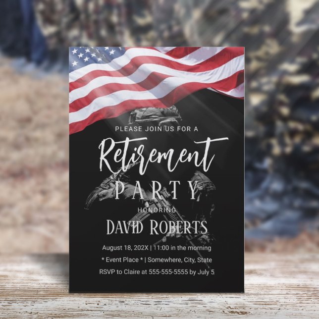 Patriotic Military Veteran USA Army Retirement Invitation (Creator Uploaded)