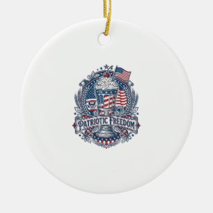 Patriotic Milkshake Americana Ceramic Ornament