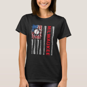Patriotic Milwaukee Softball US American Flag Base T-Shirt