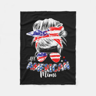 Patriotic mimi 4th of july messy bun hair fleece blanket