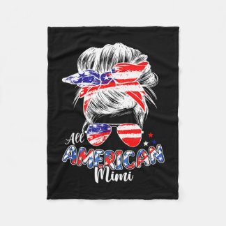 Patriotic mimi 4th of july messy bun hair fleece blanket