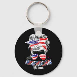 Patriotic Mimi 4th Of July Messy Bun Hair Key Ring
