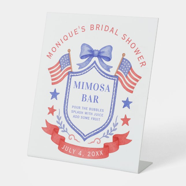 Patriotic Mimosa Bar Bridal Shower Pedestal Sign (Front)