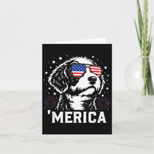 Patriotic Miniature Bernedoodle Dog America 4th Of Card