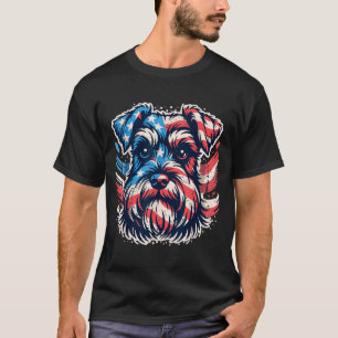 Patriotic Miniature Schnauzer American Flag 4th of T-Shirt