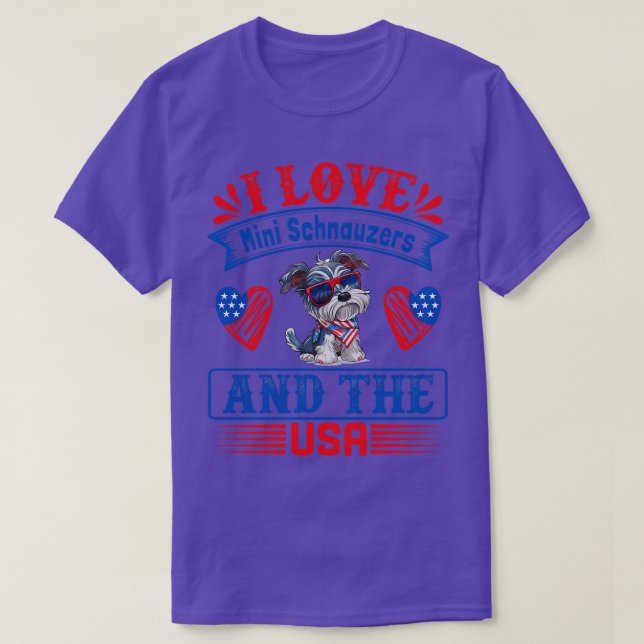 Patriotic Miniature Schnauzer Dog 2 T-Shirt (Design Front)