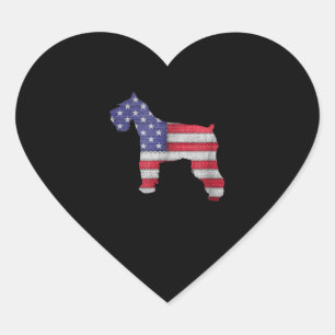Patriotic Miniature Schnauzer Flag Embroidery Heart Sticker