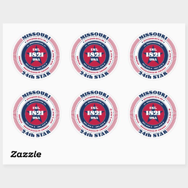 Patriotic Missouri Circle Design Sticker (Sheet)