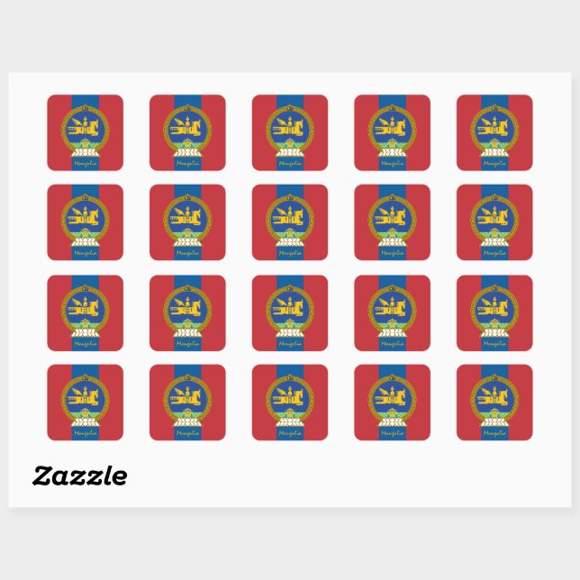 Patriotic Mongolia & Mongolian flag / sports Square Sticker (Sheet)
