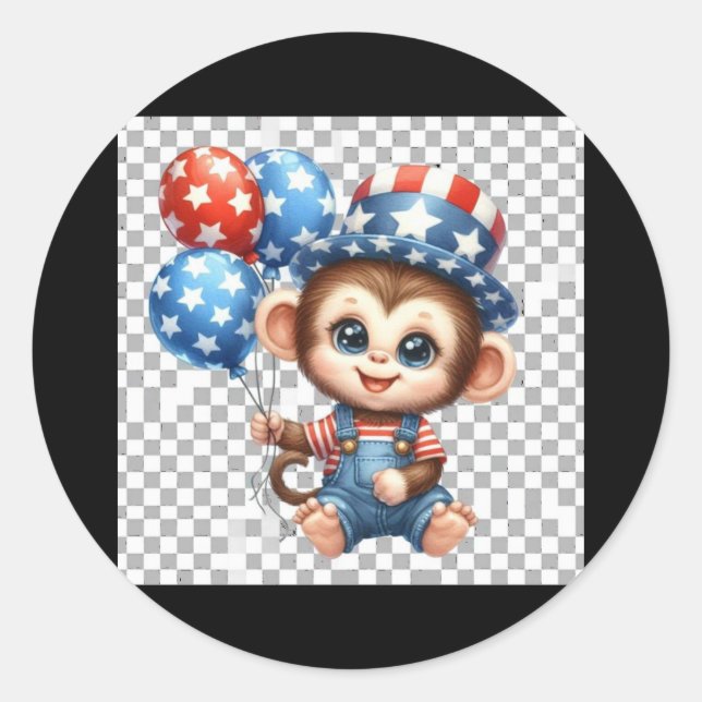 Patriotic Monkey 2 Sticker  (Front)